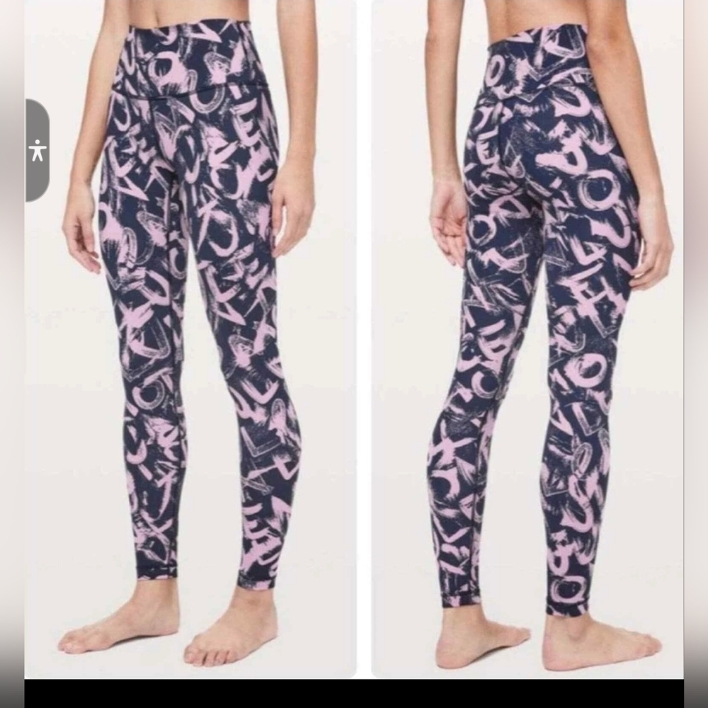 Lululemon Athletica Pink and Black Patterned Leggings